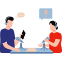پیش‌نمایش فایل boy-and-girl-are-doing-podcast-show-10492583 از پک پخش زنده و پادکست