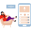 پیش‌نمایش فایل girl-is-listening-to-a-podcast-on-the-couch-10492600 از پک پخش زنده و پادکست
