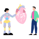 پیش‌نمایش فایل ai-robot-is-telling-about-the-heart-surgery-to-the-boy-10589450 از پک ربات