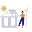 پیش‌نمایش فایل girl-is-showing-the-solar-panel-plate-on-the-roof-of-the-house-10582311 از پک خدمات پنل خورشیدی