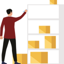 پیش‌نمایش فایل boy-is-pointing-to-the-parcel-boxes-on-the-shelf-10698673 از پک جعبه