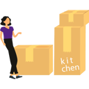 پیش‌نمایش فایل girl-is-showing-the-kitchen-parcel-boxes-10698609 از پک جعبه