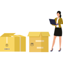 پیش‌نمایش فایل girl-is-using-laptop-next-to-empty-container-10698671 از پک جعبه