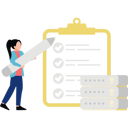 پیش‌نمایش فایل girl-is-marking-off-a-checklist-on-a-clipboard-10698693 از پک داده‌های کلان و خدمات بزرگ
