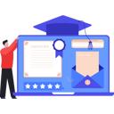 پیش‌نمایش فایل boy-is-pointing-at-online-certificate-on-laptop-10632840 از پک مدرک و گواهی آنلاین