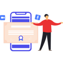 پیش‌نمایش فایل boy-is-showing-certificate-on-mobile-10632839 از پک مدرک و گواهی آنلاین