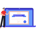 پیش‌نمایش فایل boy-standing-next-to-a-laptop-showing-a-certificate-10632867 از پک مدرک و گواهی آنلاین