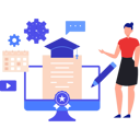 پیش‌نمایش فایل girl-is-pointing-at-the-online-degree-10632829 از پک مدرک و گواهی آنلاین