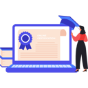 پیش‌نمایش فایل girl-looking-at-online-certificate-on-laptop-10632844 از پک مدرک و گواهی آنلاین