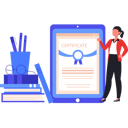 پیش‌نمایش فایل girl-pointing-to-online-certificate-on-mobile-10632835 از پک مدرک و گواهی آنلاین