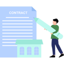 پیش‌نمایش فایل boy-is-pointing-at-the-home-contract-document-10752401 از پک شخصیت‌های شغلی