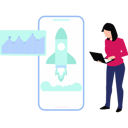 پیش‌نمایش فایل girl-is-showing-startup-rocket-10752426 از پک شخصیت‌های شغلی