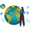 پیش‌نمایش فایل girl-pointing-at-world-pie-chart-10736967 از پک اقتصاد جهانی