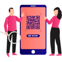 پیش‌نمایش فایل boy-and-girl-are-talking-about-qr-code-on-mobile-10790834 از پک کیوآر کد
