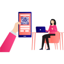 پیش‌نمایش فایل girl-is-looking-at-the-qr-code-10790820 از پک کیوآر کد