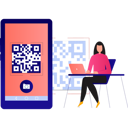 پیش‌نمایش فایل girl-is-looking-at-the-qr-code-10790853 از پک کیوآر کد
