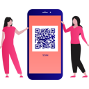 پیش‌نمایش فایل the-girls-are-talking-about-the-qr-code-on-smartphone-10790832 از پک کیوآر کد