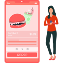 پیش‌نمایش فایل girl-is-using-a-mobile-phone-for-food-order-10767346 از پک سفارش آنلاین