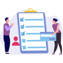 پیش‌نمایش فایل boy-and-girl-are-discussing-about-list-on-clipboard-10772745 از پک ورود و ثبت‌نام