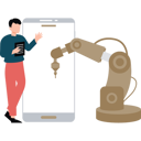 پیش‌نمایش فایل boy-is-standing-next-to-the-mobile-operated-by-robot-hand-10795608 از پک تصویرسازی با هوش مصنوعی
