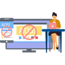 پیش‌نمایش فایل girl-is-working-on-block-advertising-on-laptop-10795500 از پک مسدودکننده تبلیغات