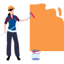 پیش‌نمایش فایل lady-painter-is-painting-a-wall-with-paint-roller-10717425 از پک خدمات ساخت‌وساز