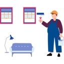 پیش‌نمایش فایل painter-is-standing-holding-a-paint-roller-10717447 از پک خدمات ساخت‌وساز
