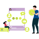 پیش‌نمایش فایل boy-and-girl-are-giving-online-feedback-emojis-10717529 از پک بازخورد مشتریان