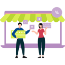 پیش‌نمایش فایل girl-and-boy-are-telling-about-discount-on-online-shopping-10717535 از پک بازخورد مشتریان