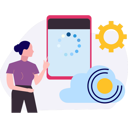 پیش‌نمایش فایل girl-is-pointing-at-the-mobile-system-loading-10773154 از پک به‌روزرسانی سیستم