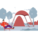 پیش‌نمایش فایل boy-is-drinking-coffee-outside-tent-10831773 از پک کمپینگ