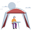 پیش‌نمایش فایل boy-is-sitting-in-the-camp-tent-and-drinking-coffee-10831750 از پک کمپینگ