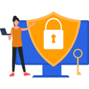 پیش‌نمایش فایل girl-is-pointing-to-the-shield-lock-on-the-laptop-10908964 از پک حفاظت