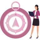 پیش‌نمایش فایل girl-working-on-laptop-on-compass-10832210 از پک قطب‌نما