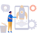 پیش‌نمایش فایل businesswoman-showing-startup-rocket-on-mobile-10815230 از پک مدیریت کسب و کار