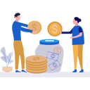 پیش‌نمایش فایل businesswoman-and-businessman-putting-money-in-a-savings-jar-10890935 از پک امور مالی