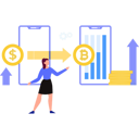 پیش‌نمایش فایل girl-shows-the-transfer-of-dollars-to-bitcoins-10731253 از پک کیف پول دیجیتال
