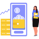 پیش‌نمایش فایل girl-talking-about-bitcoin-on-mobile-10731209 از پک کیف پول دیجیتال