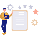 پیش‌نمایش فایل boy-pointing-at-star-rating-text-11086241 از پک بازاریابی برند