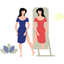 پیش‌نمایش فایل woman-looking-at-her-dress-in-mirror-10991981 از پک مراقبت از خود