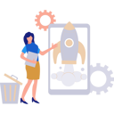 پیش‌نمایش فایل girl-showing-startup-rocket-on-mobile-11171729 از پک استارتاپ