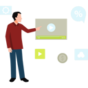 پیش‌نمایش فایل employee-is-pointing-at-video-ads-11155733 از پک تبلیغات
