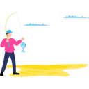 پیش‌نمایش فایل boy-is-holding-a-fish-on-a-hook-11131665 از پک سرگرمی روزانه