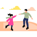 پیش‌نمایش فایل father-and-girl-are-skating-11131622 از پک سرگرمی روزانه