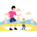 پیش‌نمایش فایل father-and-kid-are-skating-11131638 از پک سرگرمی روزانه