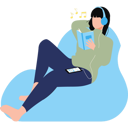پیش‌نمایش فایل girl-is-listening-music-while-reading-book-11131610 از پک سرگرمی روزانه