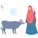 پیش‌نمایش فایل girl-is-standing-next-to-a-cow-11347146 از پک عید قربان