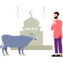 پیش‌نمایش فایل man-is-standing-next-to-cow-11347199 از پک عید قربان