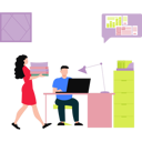 پیش‌نمایش فایل girl-is-holding-files-and-boy-working-on-laptop-11106306 از پک فضای کار اشتراکی و دورکاری