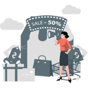 پیش‌نمایش فایل woman-announcing-50-percentage-discount-on-shopping-11399030 از پک تخفیف و پیشنهاد ویژه